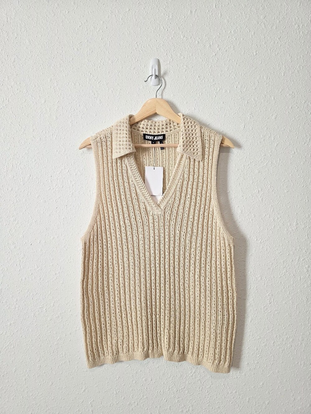 NEW Dkny Textured Cotton Linen Top 1X